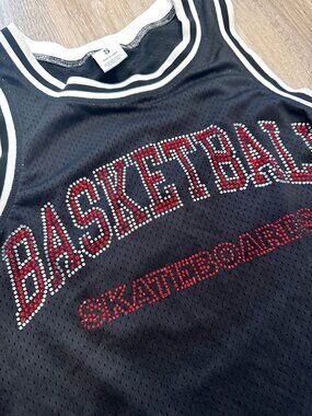 Heron Preston Basketball Skateboards Rhinestone Bling Black Jersey - Size S